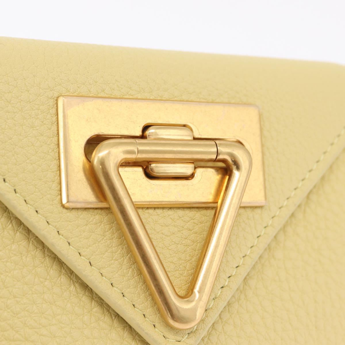 Bottega Veneta Card Case Leather Yellow Gold Auth 210968M