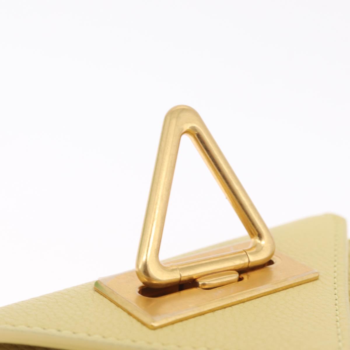 Bottega Veneta Card Case Leather Yellow Gold Auth 210968M