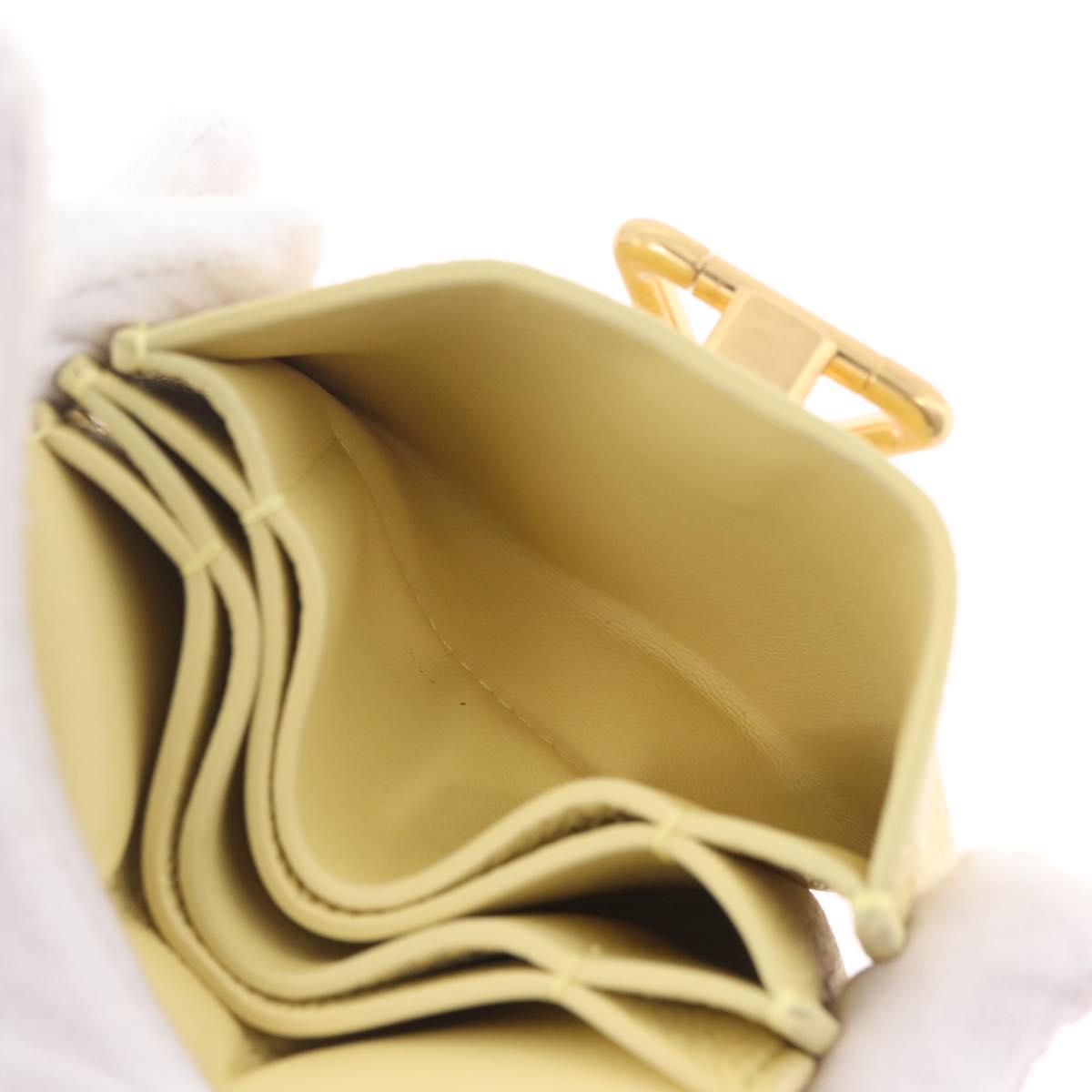 Bottega Veneta Card Case Leather Yellow Gold Auth 210968M