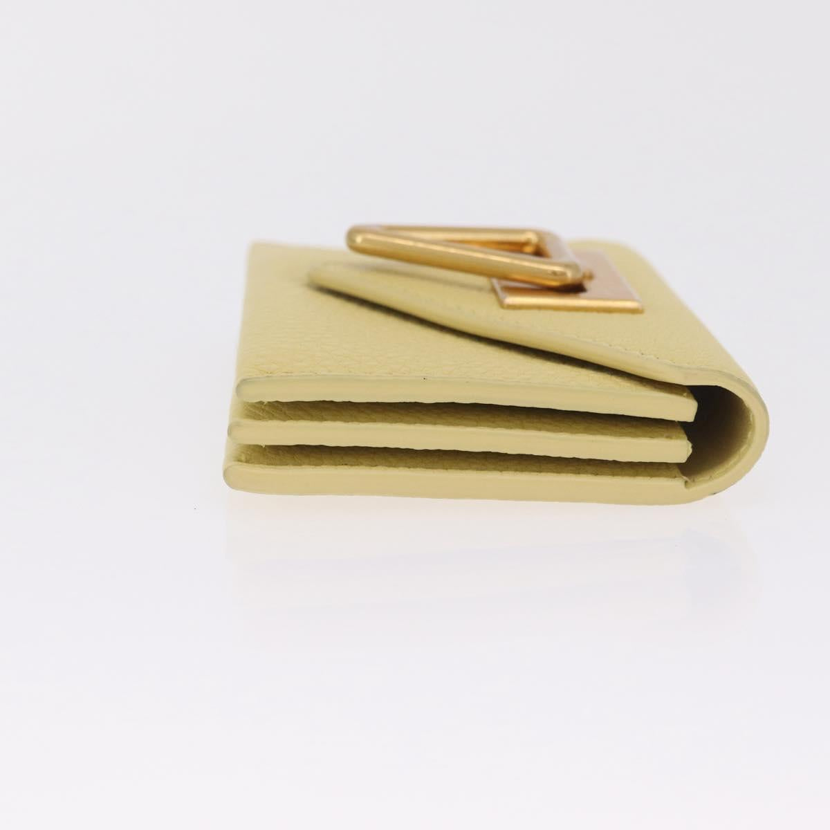 Bottega Veneta Card Case Leather Yellow Gold Auth 210968M
