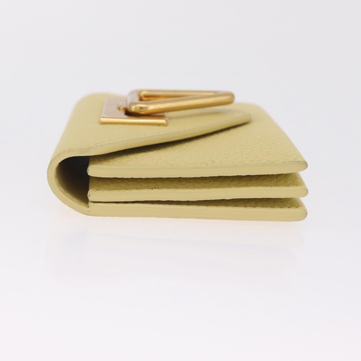 Bottega Veneta Card Case Leather Yellow Gold Auth 210968M