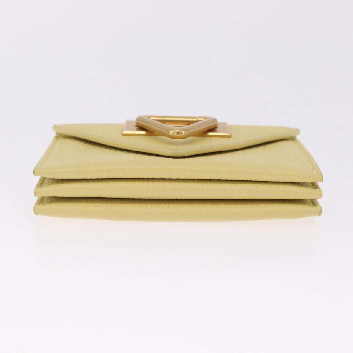 Bottega Veneta Card Case Leather Yellow Gold Auth 210968M