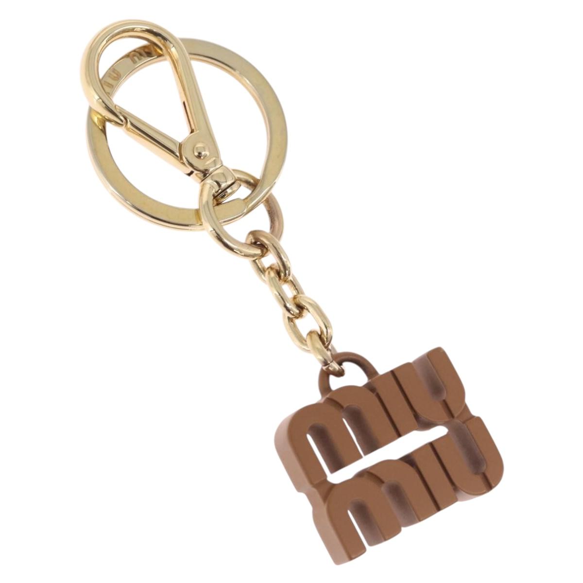 Miu Miu Key Ring metal Brown Gold Auth 210970M