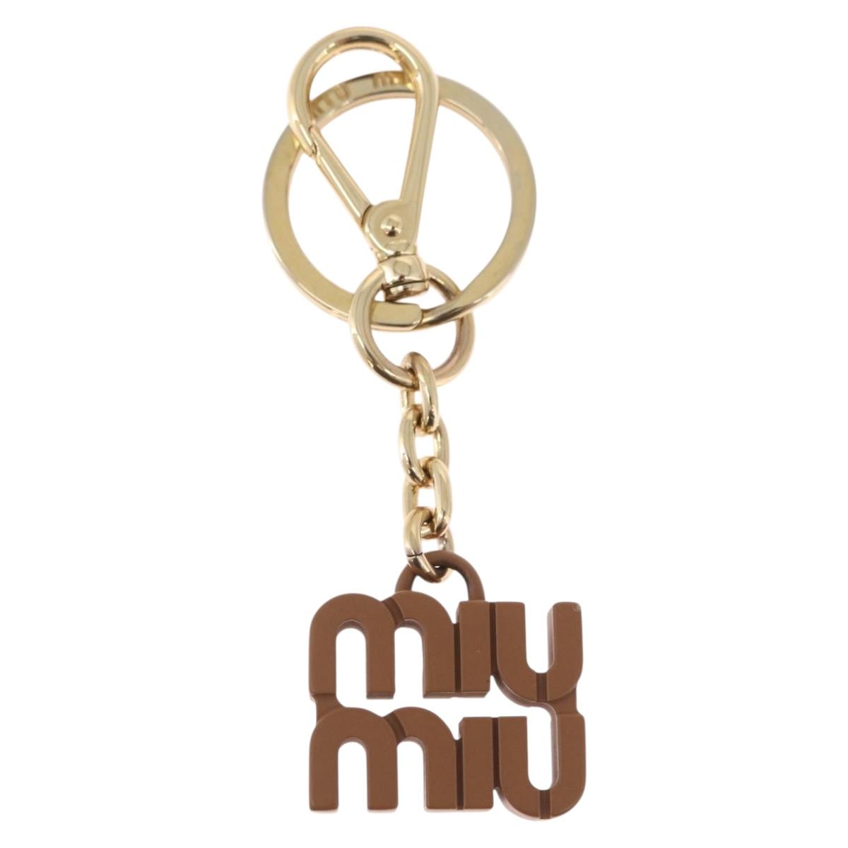 Miu Miu Key Ring metal Brown Gold Auth 210970M
