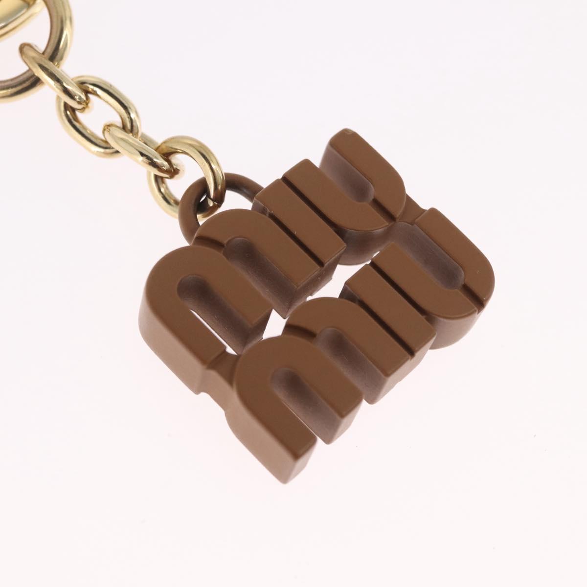 Miu Miu Key Ring metal Brown Gold Auth 210970M