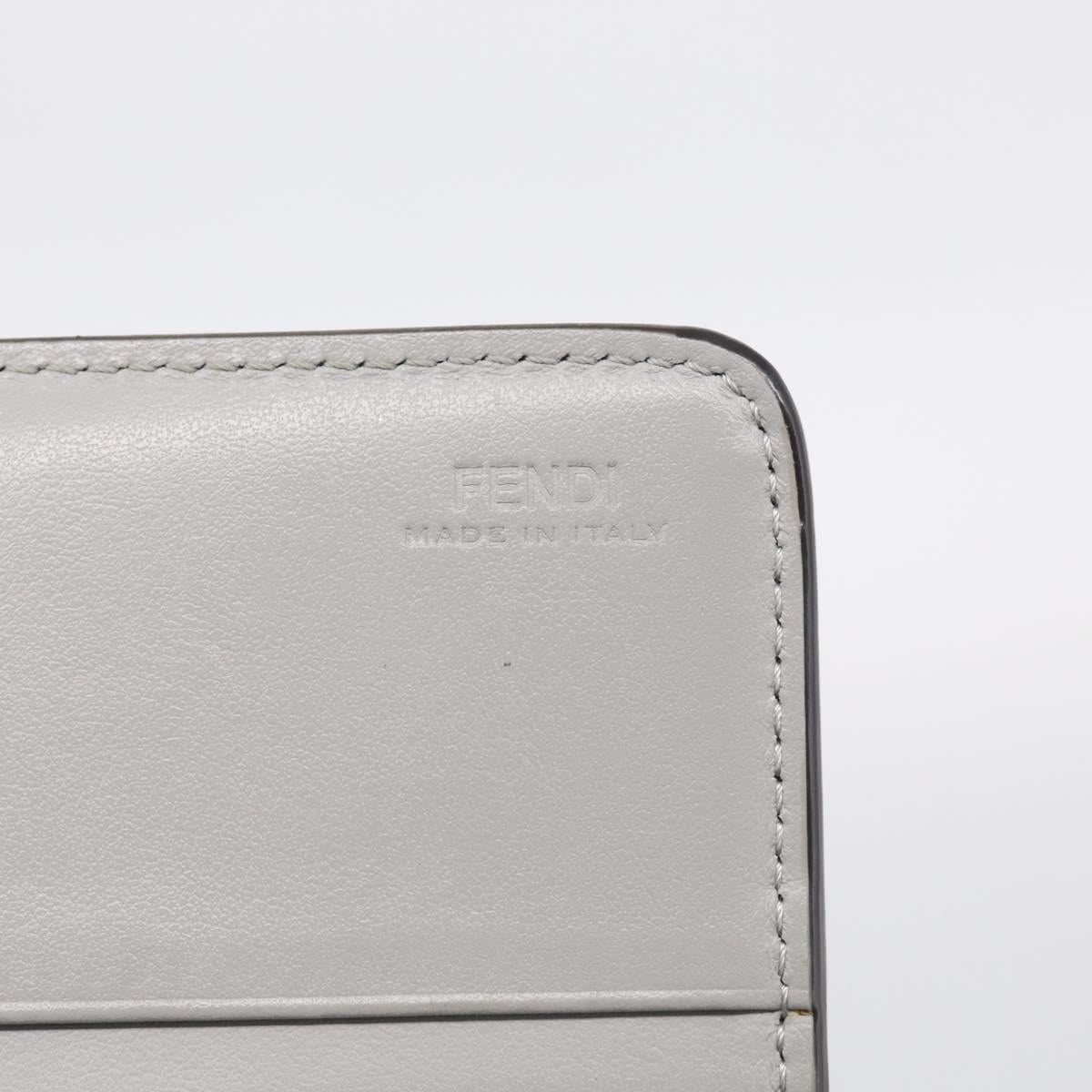 FENDI Chain Wallet Shoulder Bag Leather Gray Gold 8M0365 Auth 210972A