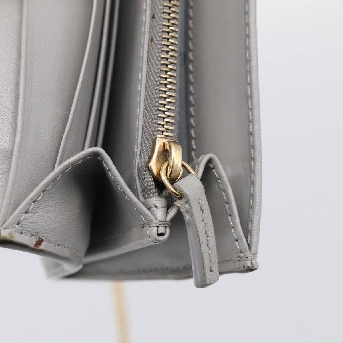 FENDI Chain Wallet Shoulder Bag Leather Gray Gold 8M0365 Auth 210972A