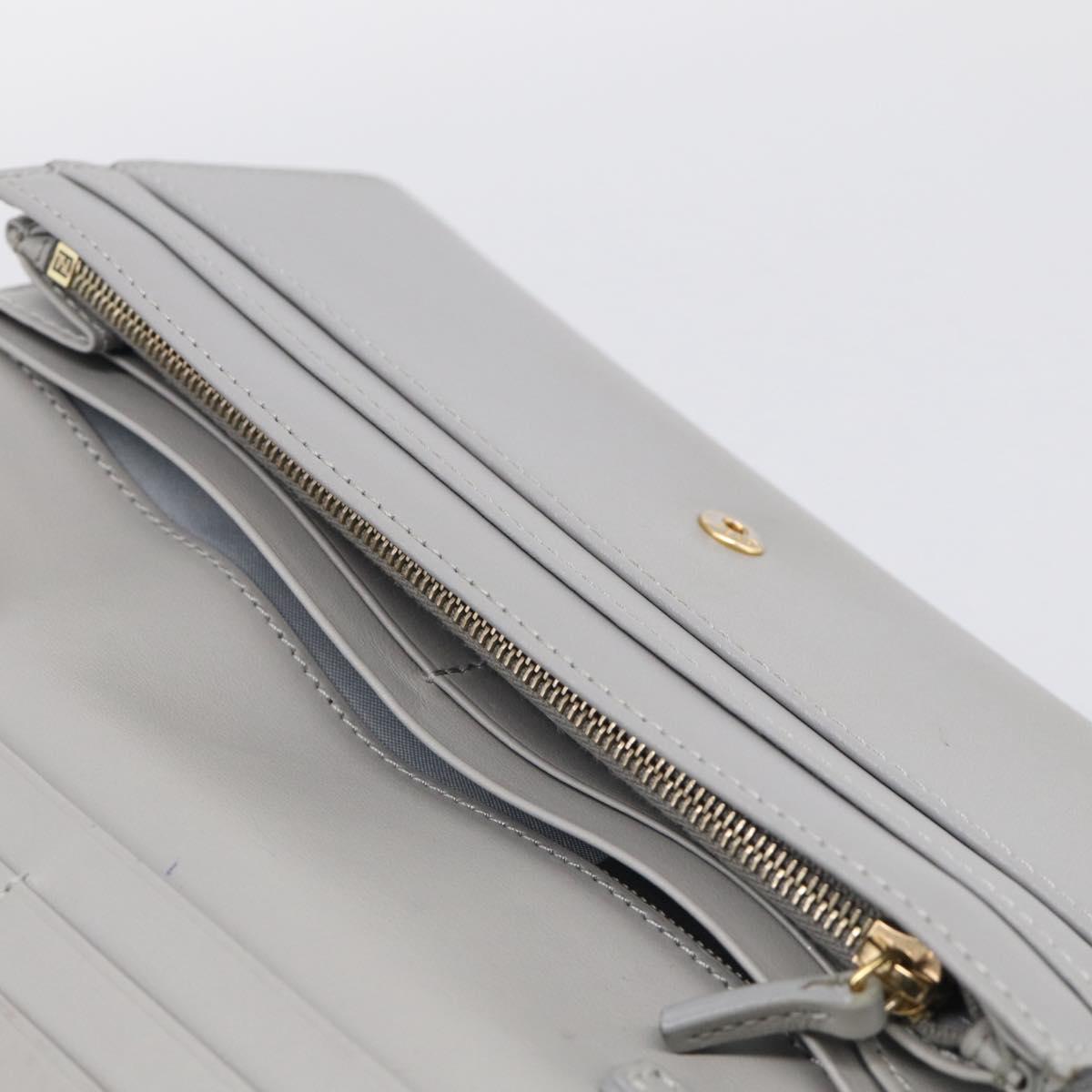 FENDI Chain Wallet Shoulder Bag Leather Gray Gold 8M0365 Auth 210972A