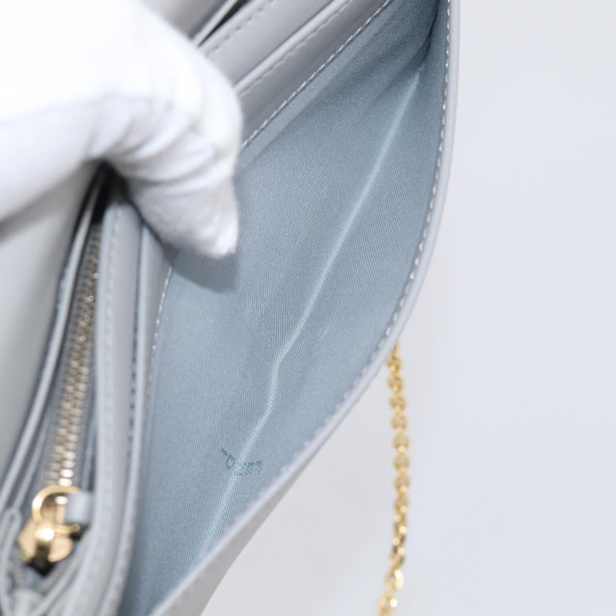 FENDI Chain Wallet Shoulder Bag Leather Gray Gold 8M0365 Auth 210972A