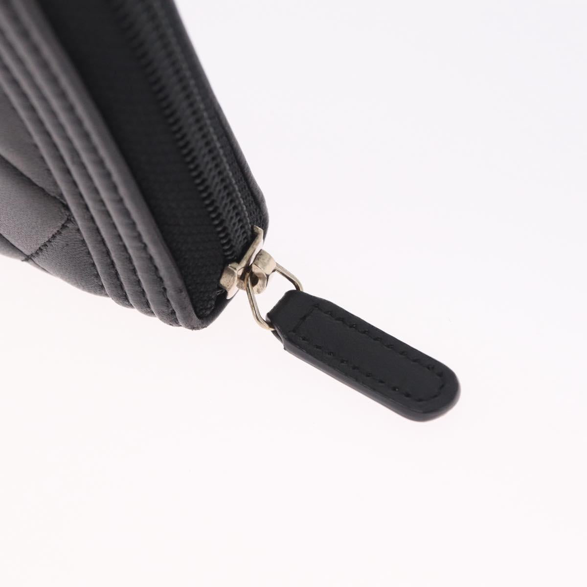 CHANEL Matelasse Boy Chanel Long Wallet Lamb Skin Black Gold CC Auth 210973M