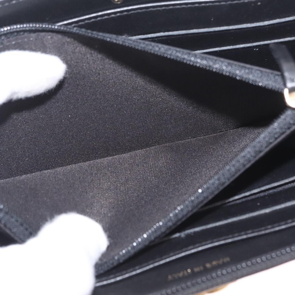 CHANEL Matelasse Boy Chanel Long Wallet Lamb Skin Black Gold CC Auth 210973M