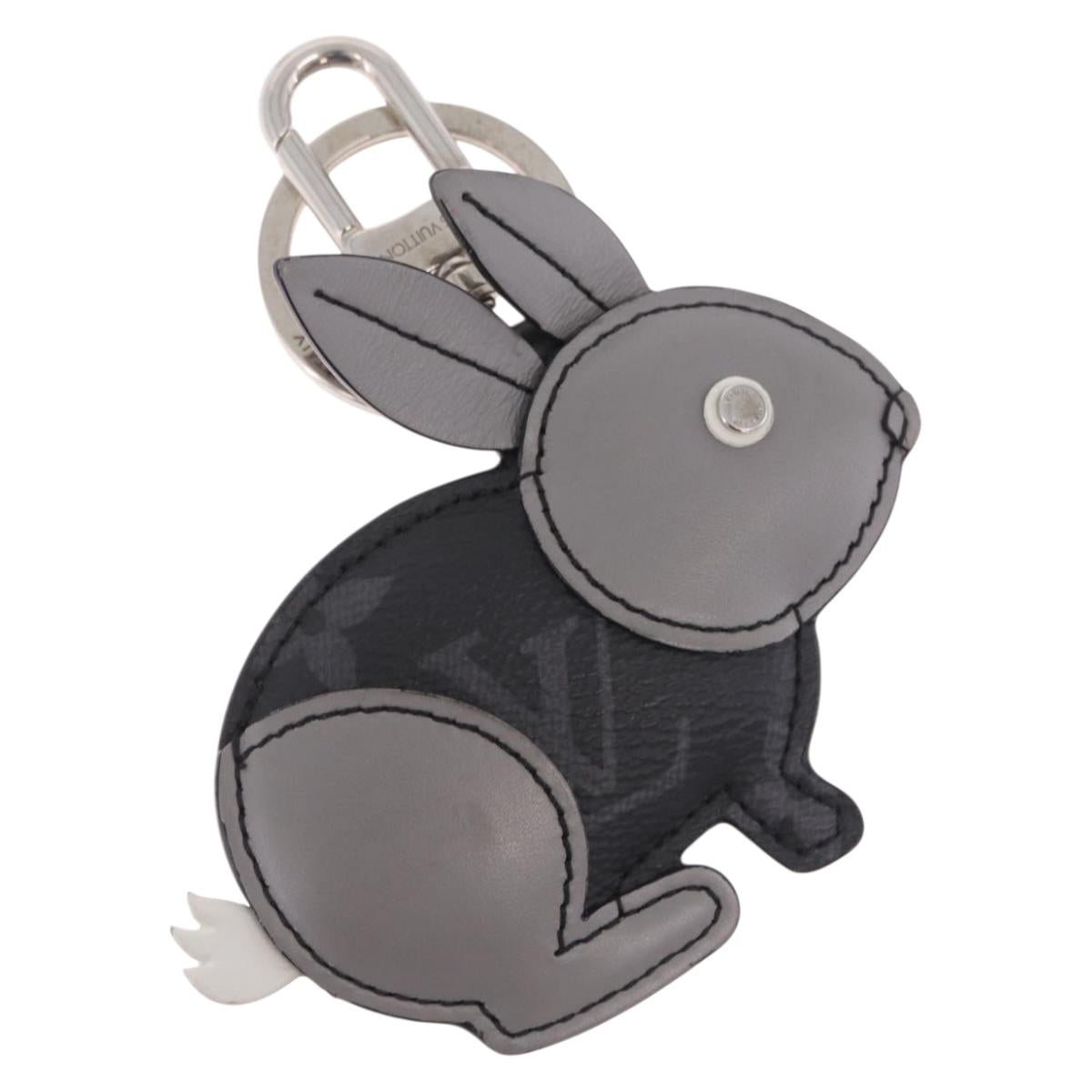 LOUIS VUITTON Monogram Eclipse Porte Cles Animal Rabbit M63224 Auth 210974M