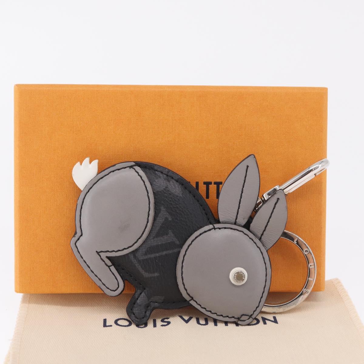 LOUIS VUITTON Monogram Eclipse Porte Cles Animal Rabbit M63224 Auth 210974M