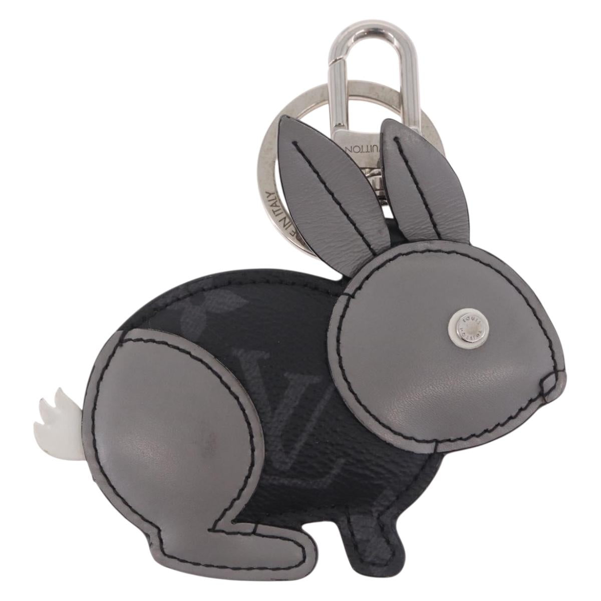 LOUIS VUITTON Monogram Eclipse Porte Cles Animal Rabbit M63224 Auth 210974M
