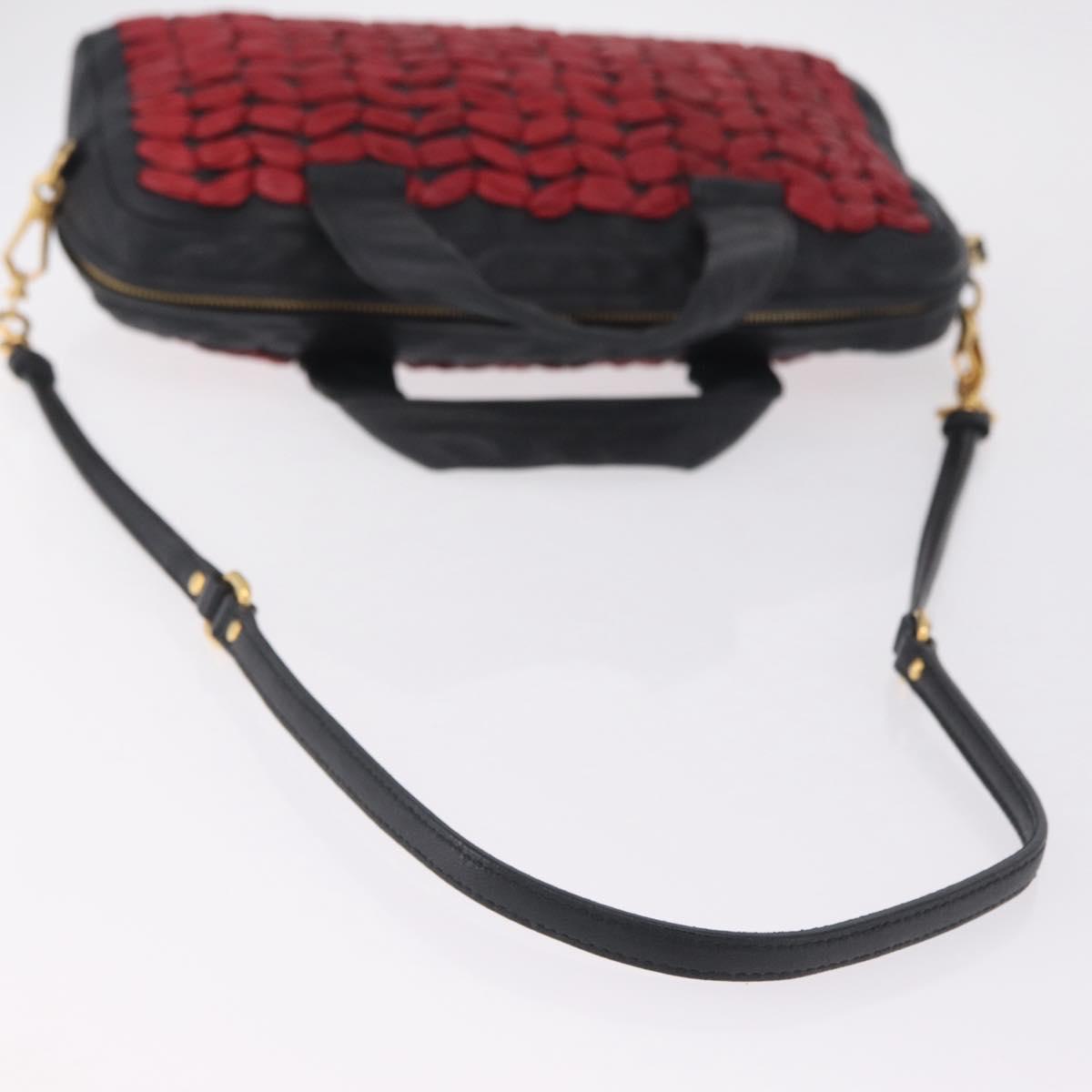 Miu Miu Hand Bag Leather 2way Black Gold Tone Auth 210983V