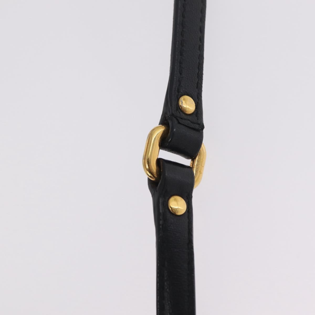 Miu Miu Hand Bag Leather 2way Black Gold Tone Auth 210983V