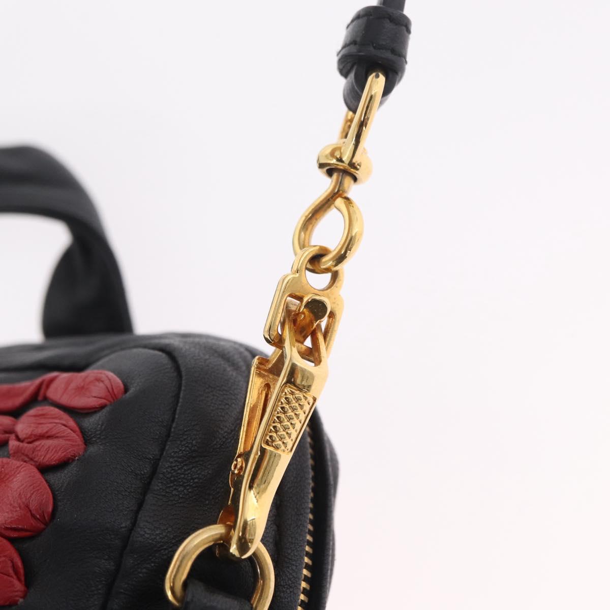 Miu Miu Hand Bag Leather 2way Black Gold Tone Auth 210983V