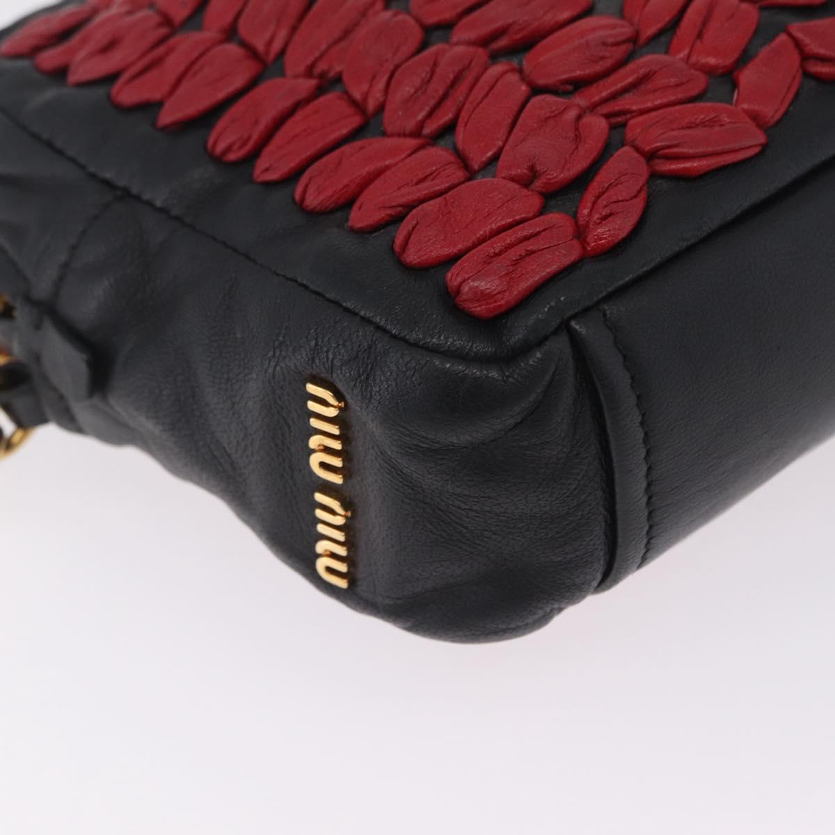 Miu Miu Hand Bag Leather 2way Black Gold Tone Auth 210983V