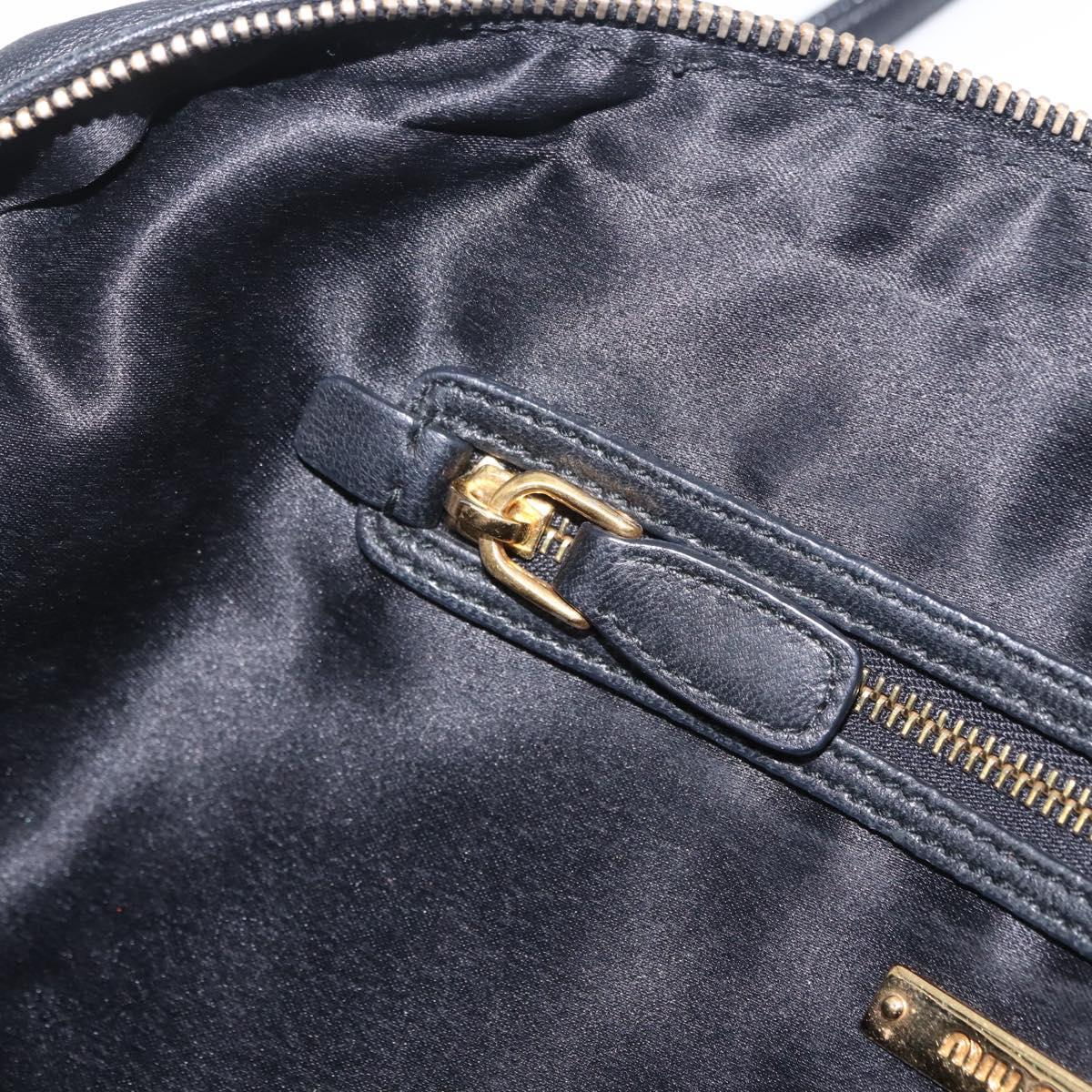 Miu Miu Hand Bag Leather 2way Black Gold Tone Auth 210983V