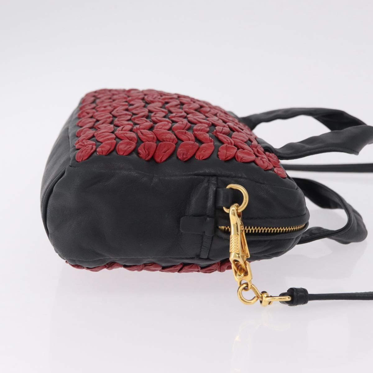 Miu Miu Hand Bag Leather 2way Black Gold Tone Auth 210983V
