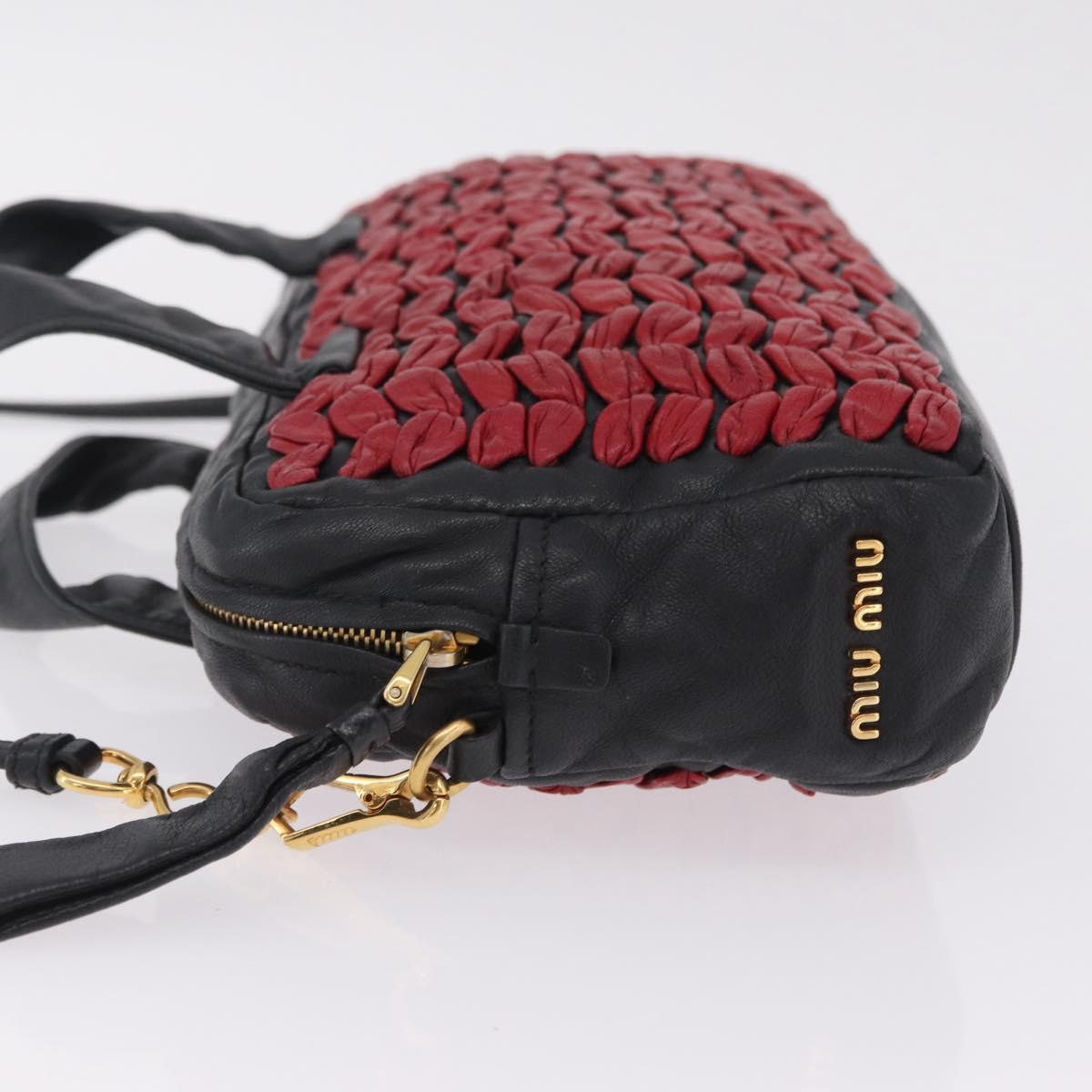 Miu Miu Hand Bag Leather 2way Black Gold Tone Auth 210983V