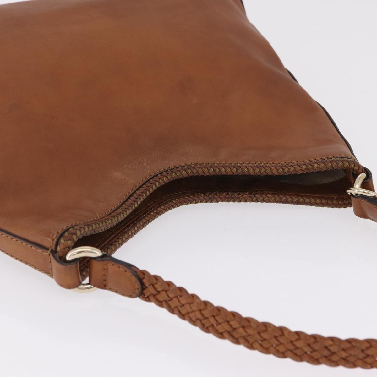 GUCCI Shoulder Bag Leather Brown Gold Tone 257026 Auth 210984A
