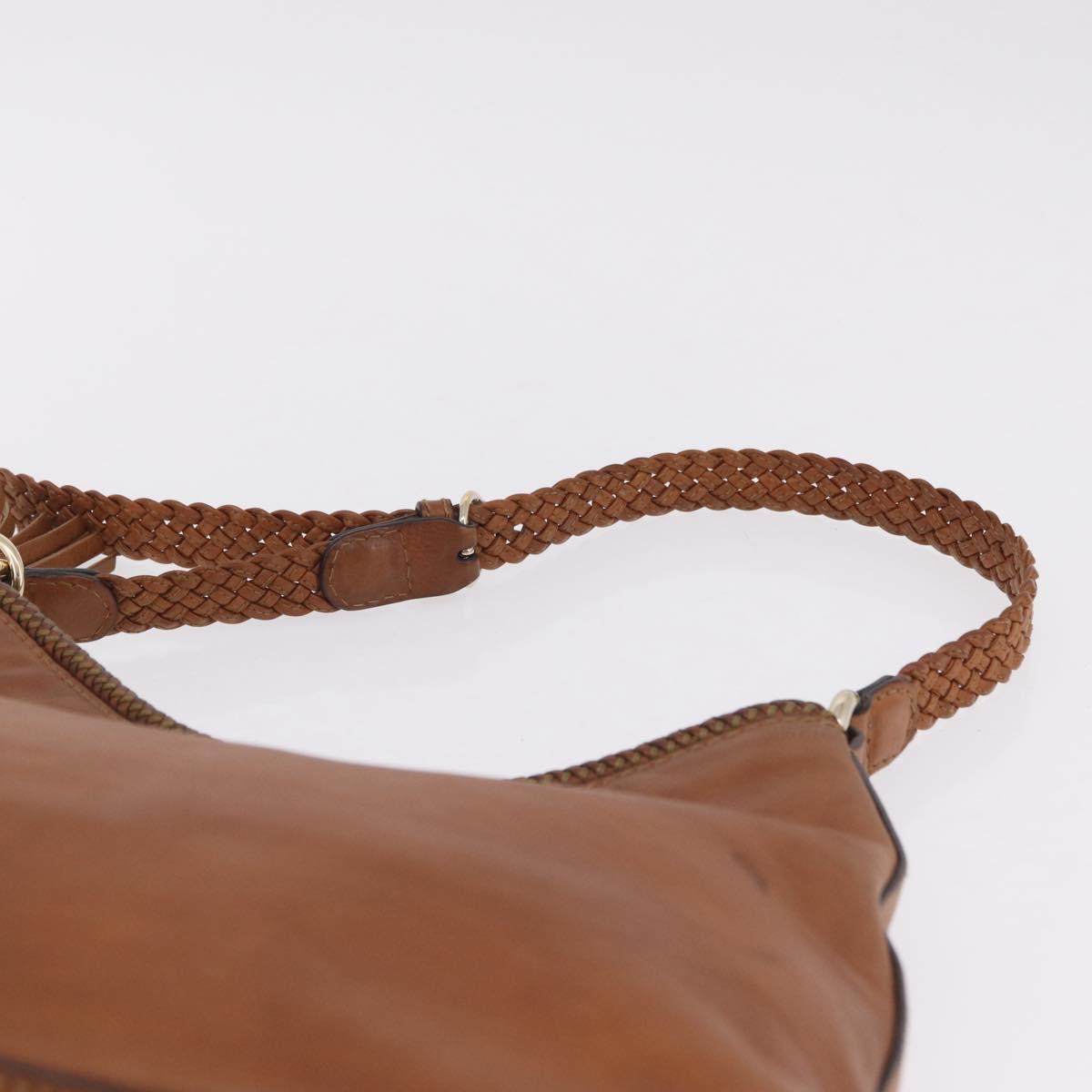 GUCCI Shoulder Bag Leather Brown Gold Tone 257026 Auth 210984A