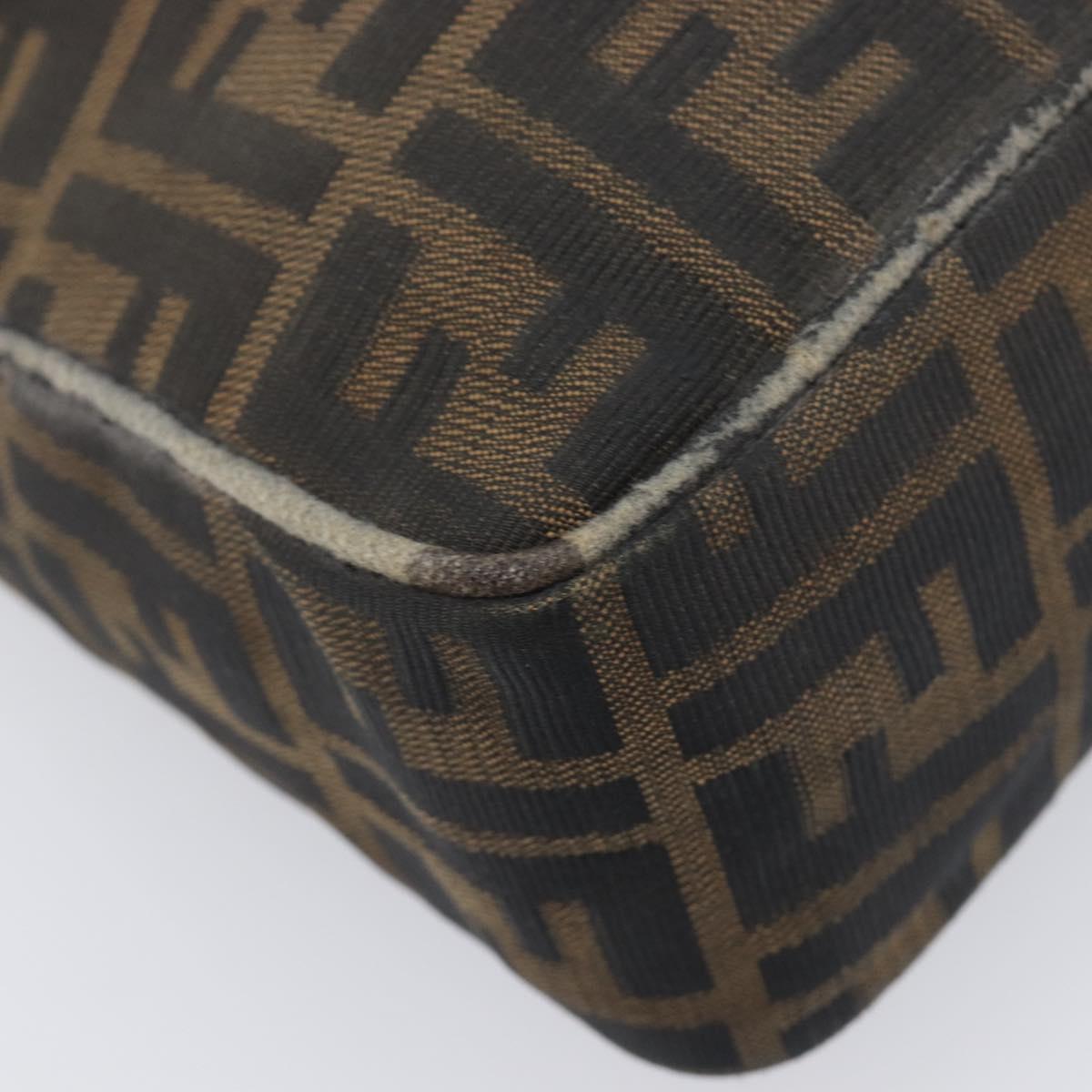 FENDI Zucca Canvas Shoulder Bag Brown Gold Tone Auth 210987