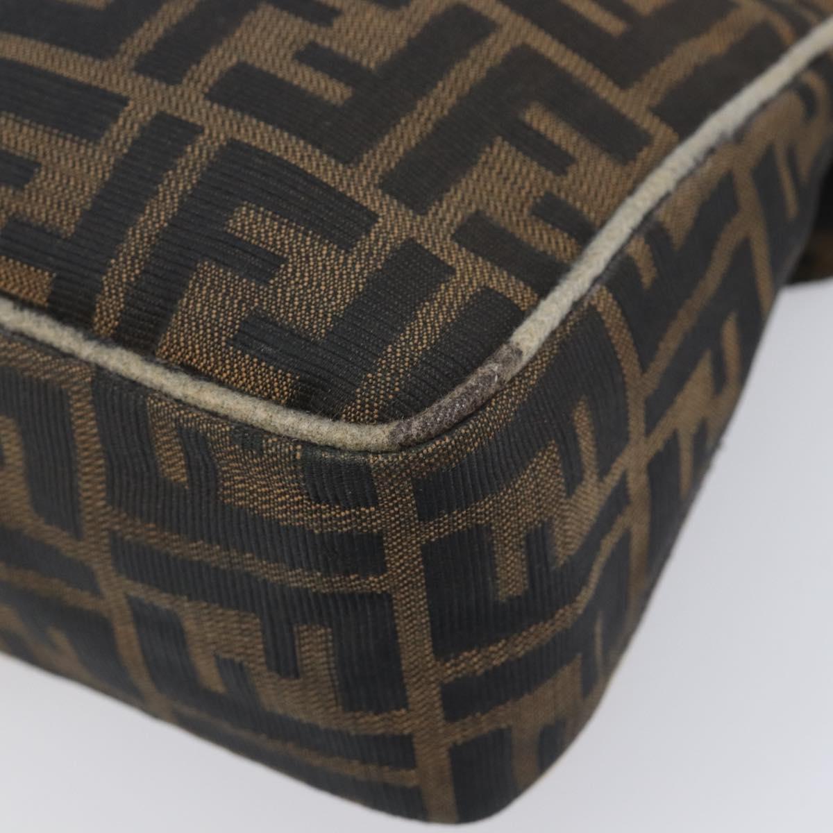 FENDI Zucca Canvas Shoulder Bag Brown Gold Tone Auth 210987