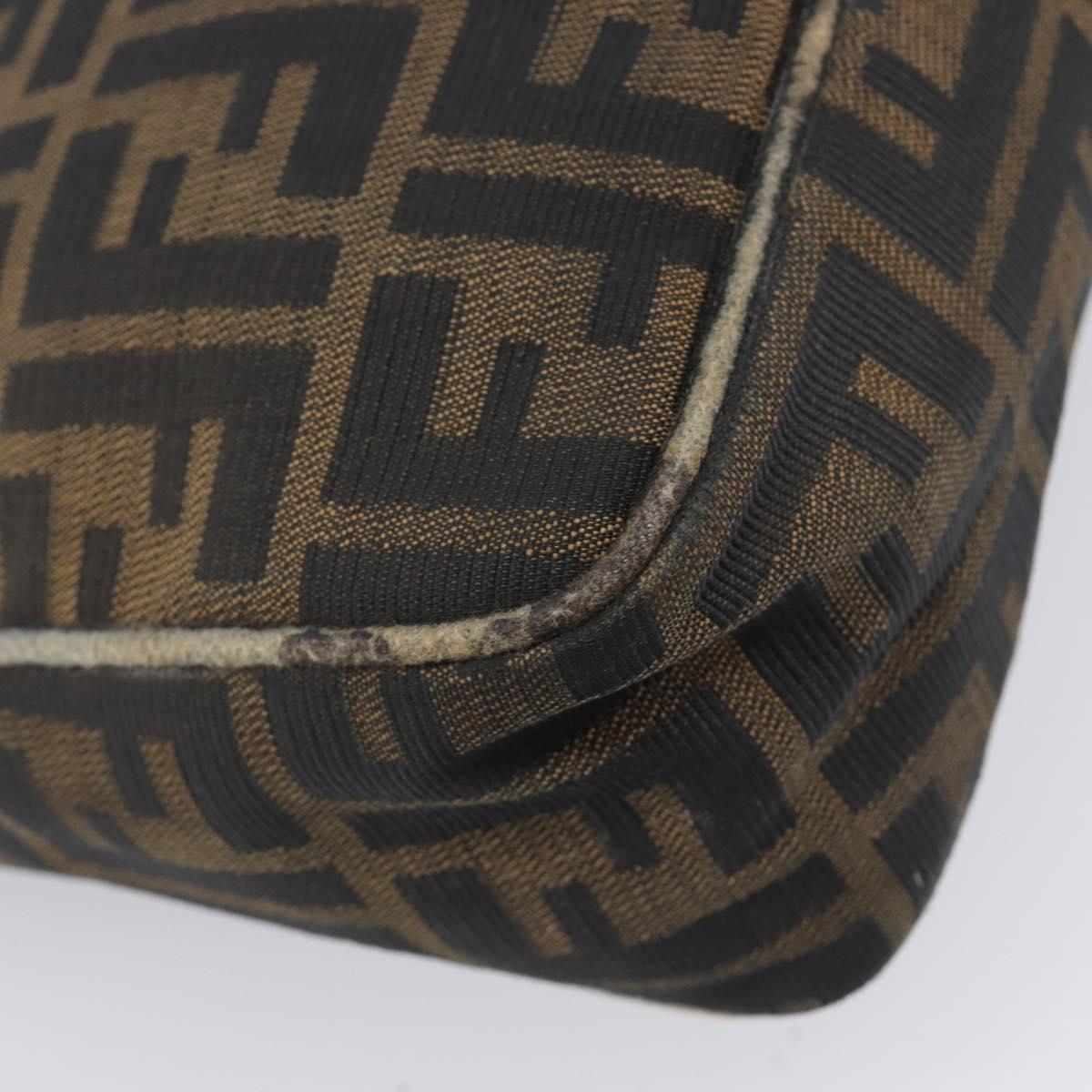 FENDI Zucca Canvas Shoulder Bag Brown Gold Tone Auth 210987