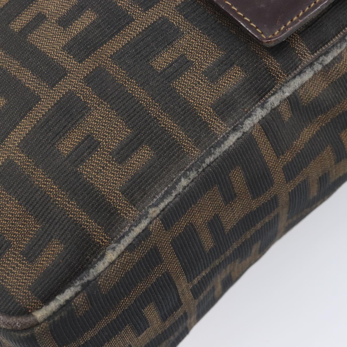 FENDI Zucca Canvas Shoulder Bag Brown Gold Tone Auth 210987