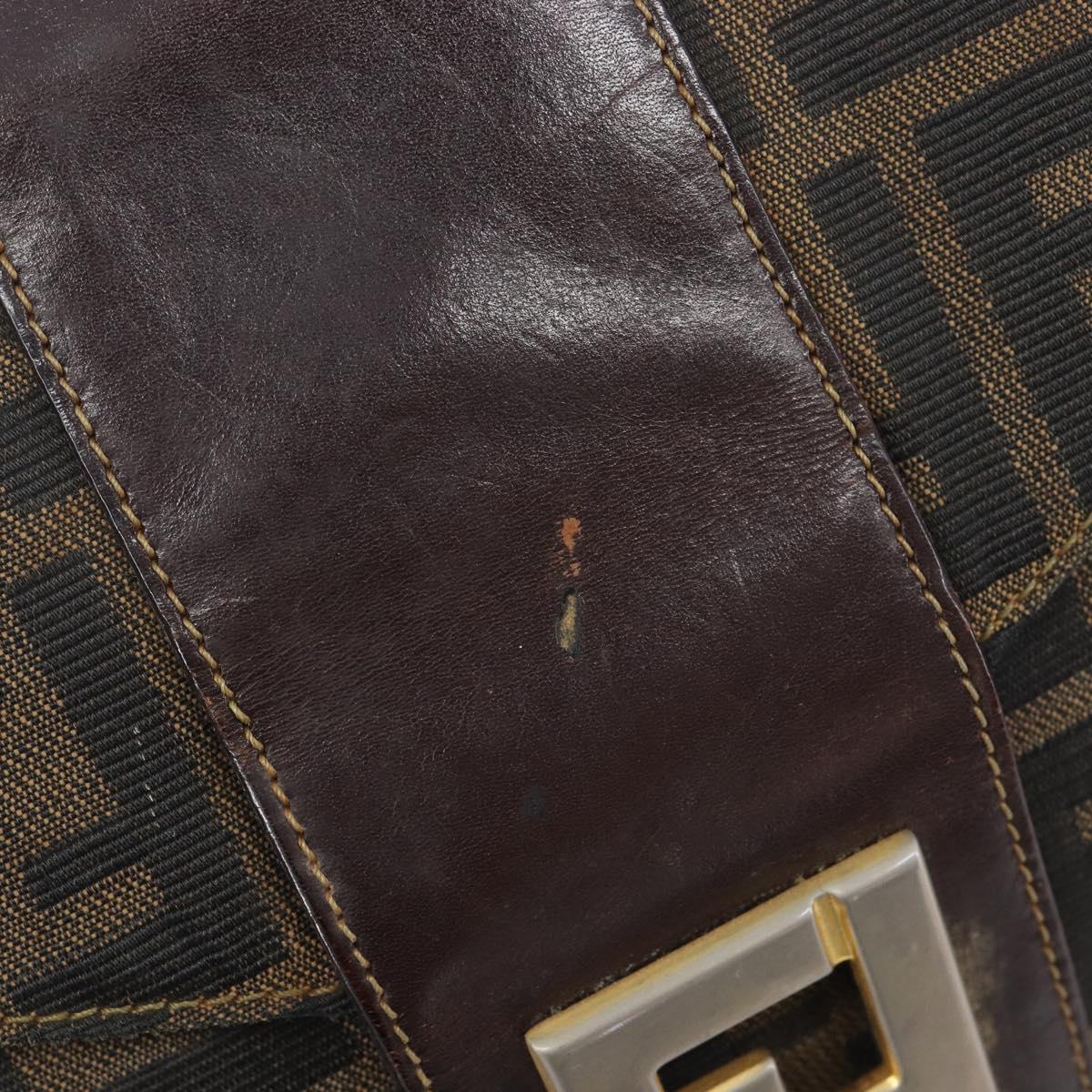 FENDI Zucca Canvas Shoulder Bag Brown Gold Tone Auth 210987