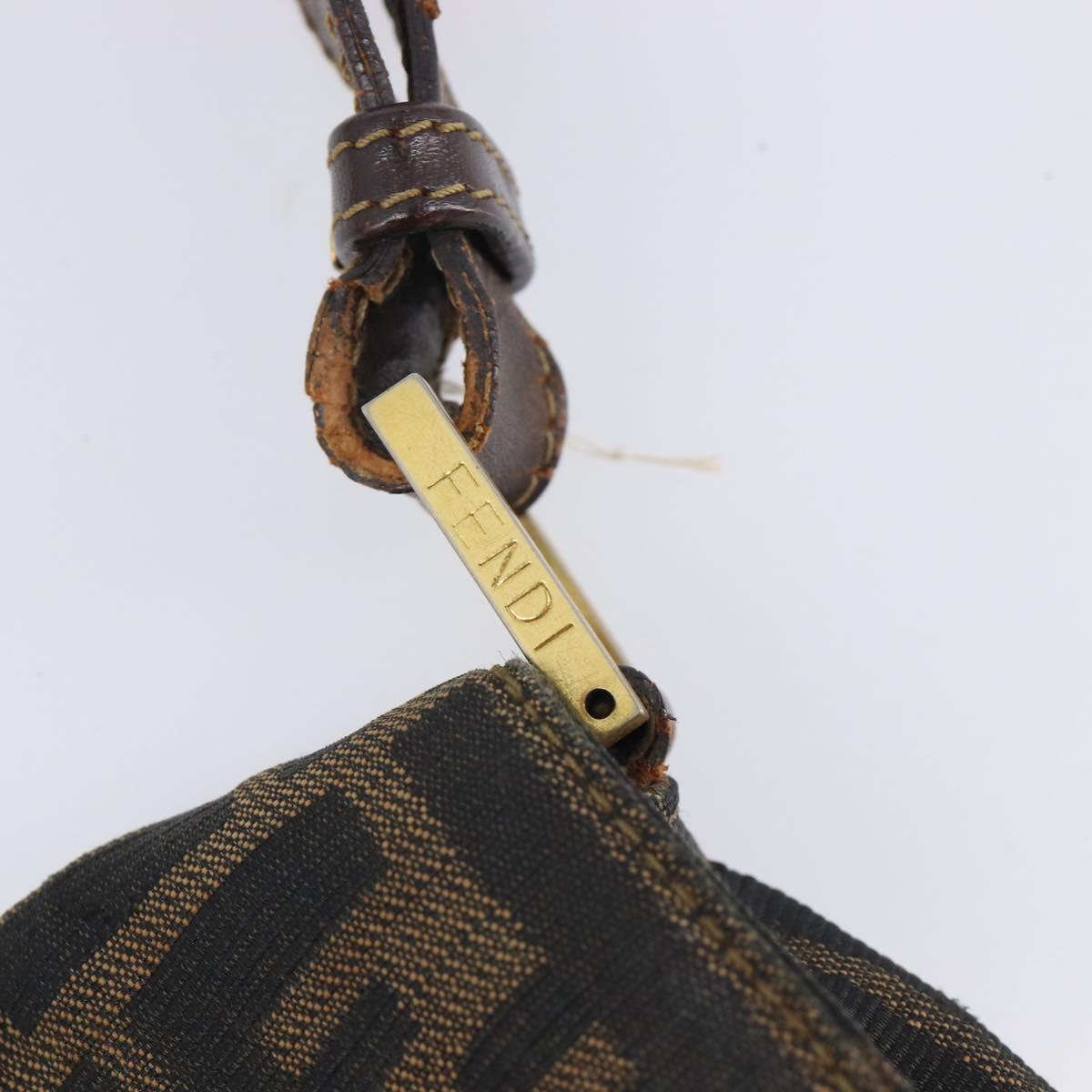 FENDI Zucca Canvas Shoulder Bag Brown Gold Tone Auth 210987