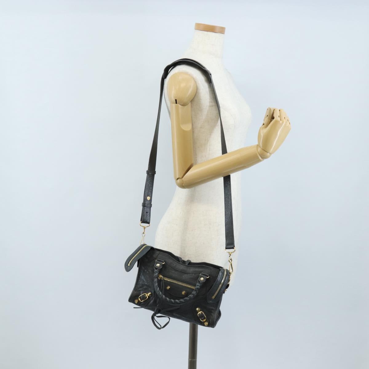Balenciaga Classic Mini City Hand Bag Leather 2way Gray Gold 300265 Auth 210989M