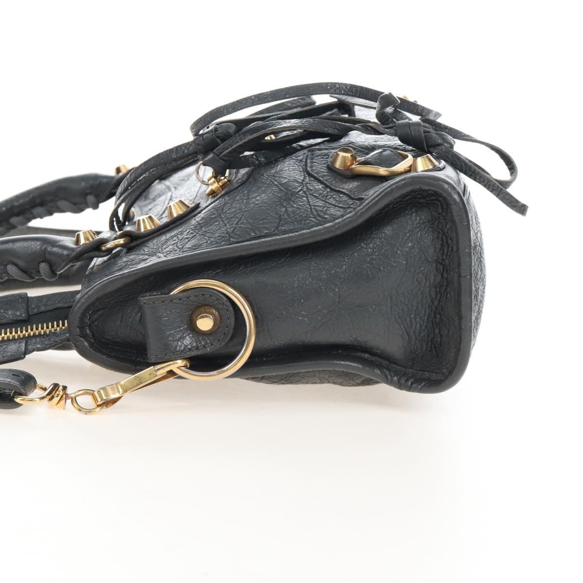 Balenciaga Classic Mini City Hand Bag Leather 2way Gray Gold 300265 Auth 210989M