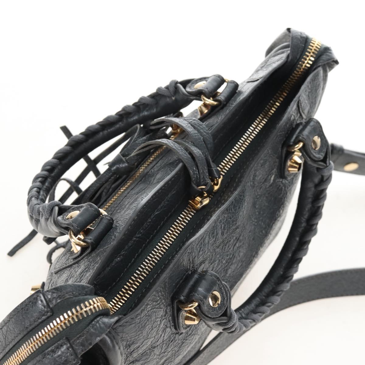 Balenciaga Classic Mini City Hand Bag Leather 2way Gray Gold 300265 Auth 210989M