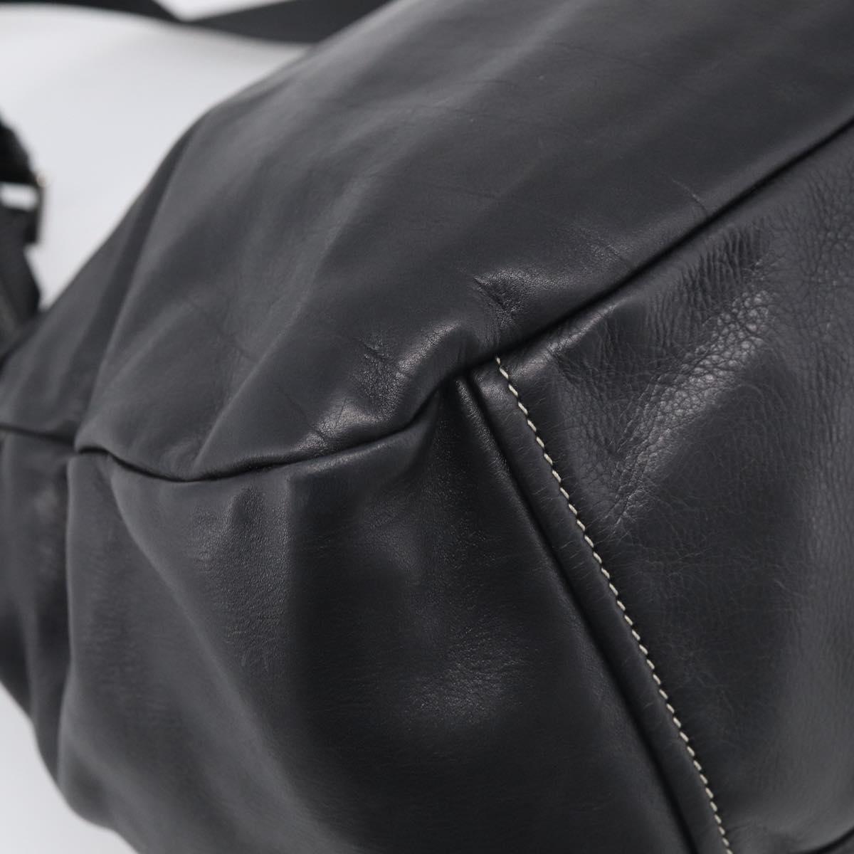 PRADA Shoulder Bag Leather Black Silver Auth 210992V