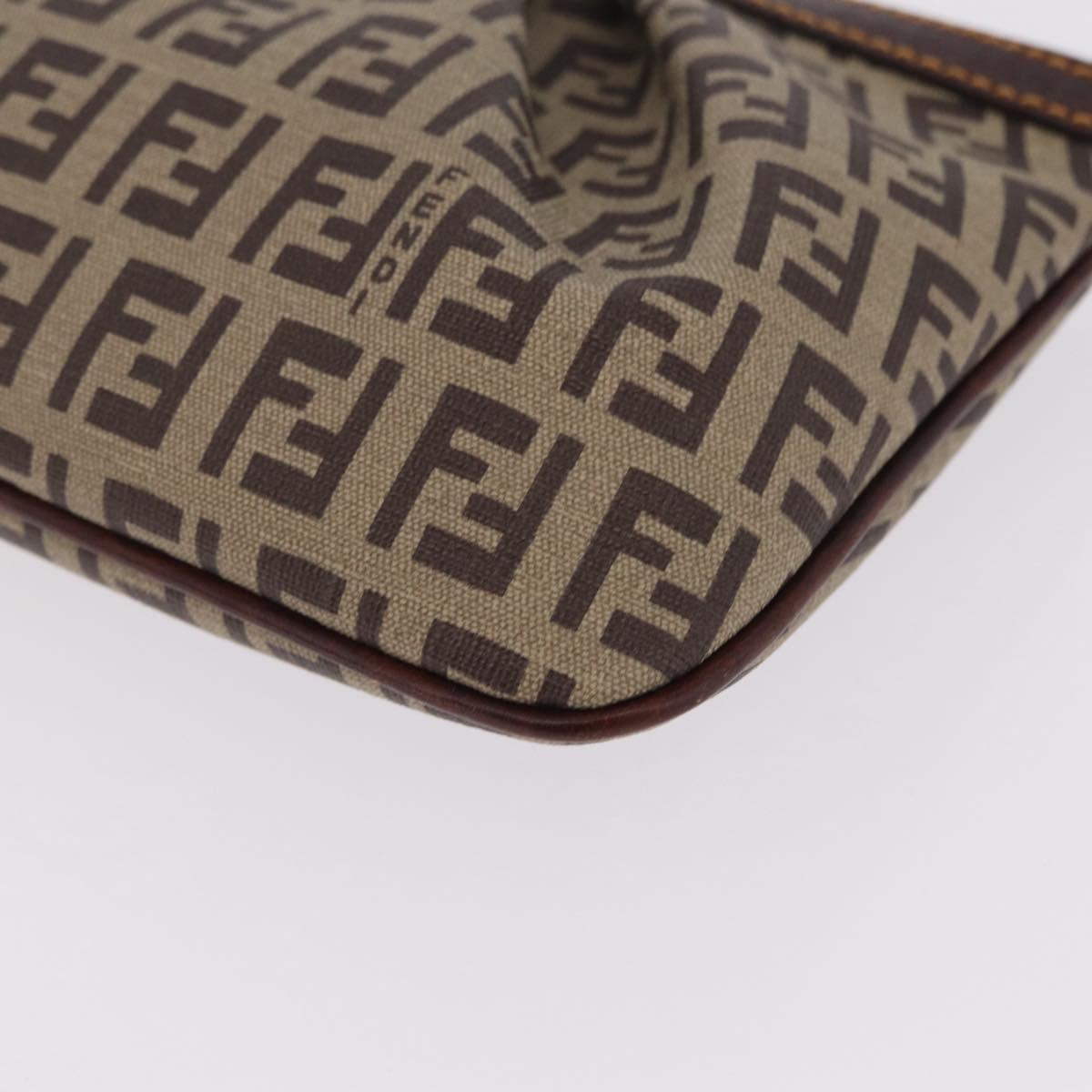 FENDI Zucchino Canvas Accessory Pouch PVC Beige Gold Tone 8BR566 Auth 210993V