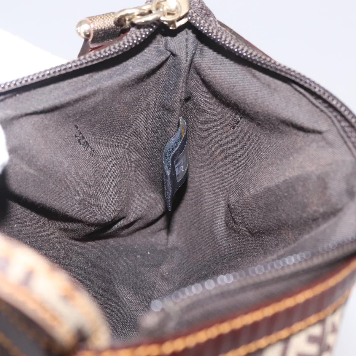 FENDI Zucchino Canvas Accessory Pouch PVC Beige Gold Tone 8BR566 Auth 210993V