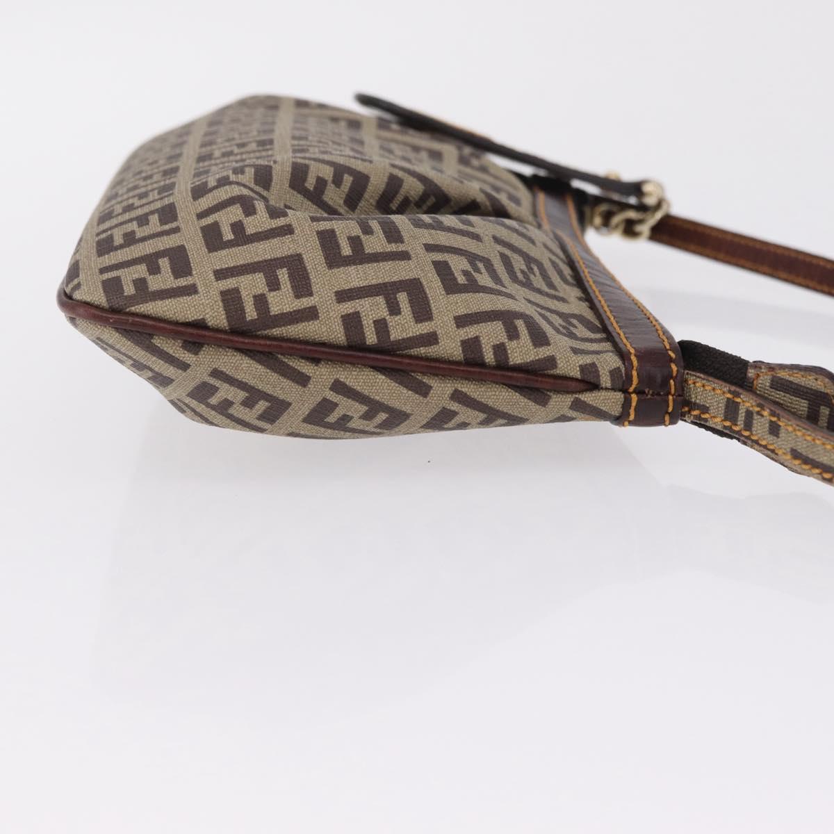 FENDI Zucchino Canvas Accessory Pouch PVC Beige Gold Tone 8BR566 Auth 210993V