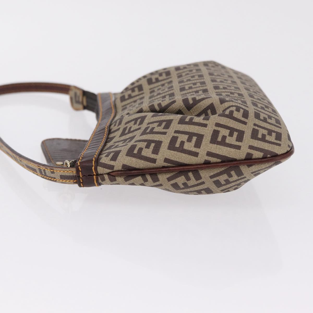 FENDI Zucchino Canvas Accessory Pouch PVC Beige Gold Tone 8BR566 Auth 210993V