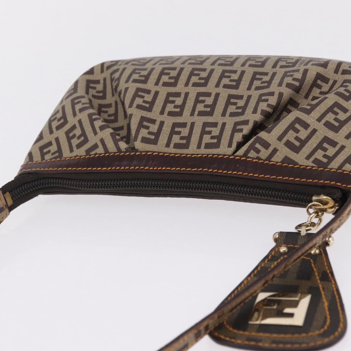 FENDI Zucchino Canvas Accessory Pouch PVC Beige Gold Tone 8BR566 Auth 210993V