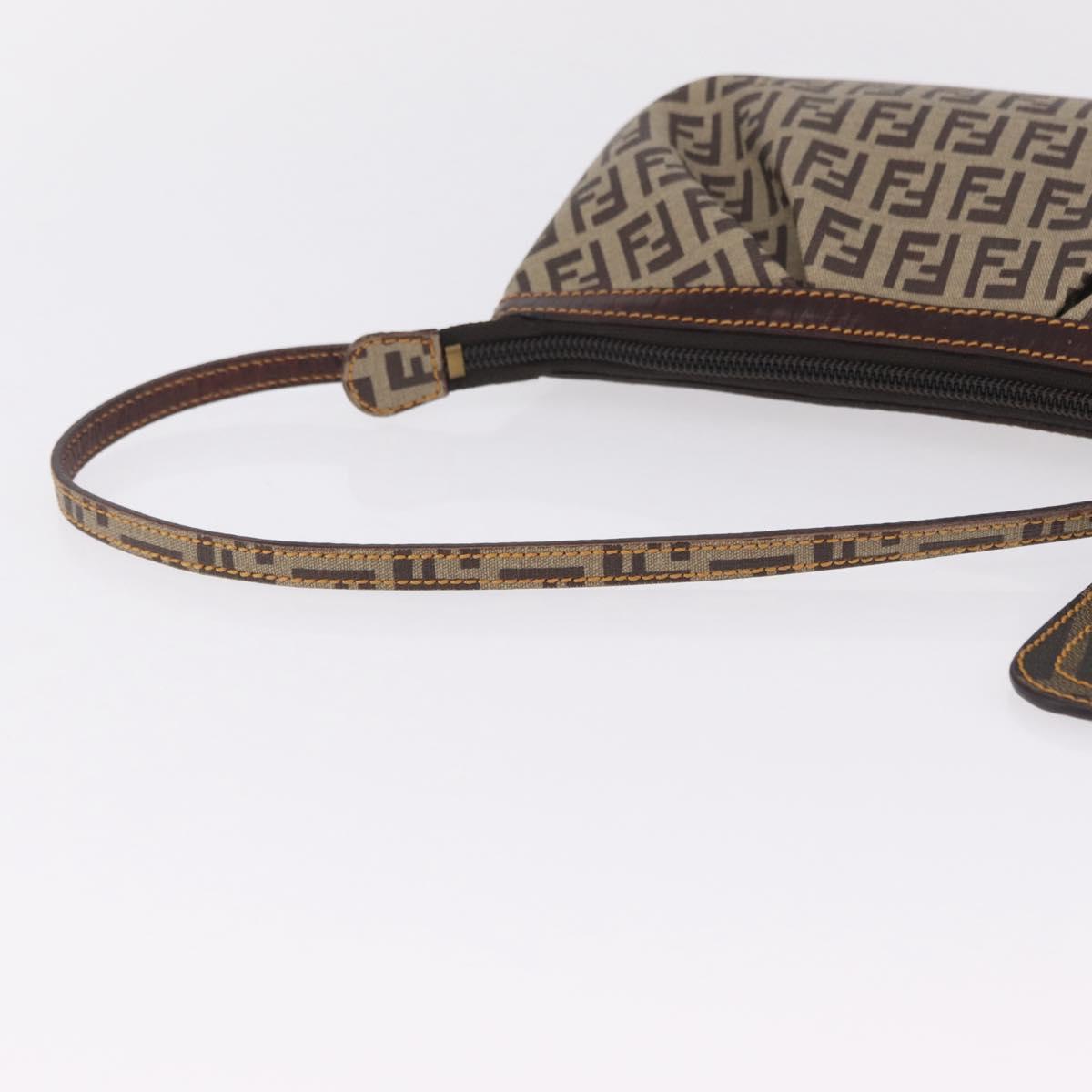 FENDI Zucchino Canvas Accessory Pouch PVC Beige Gold Tone 8BR566 Auth 210993V