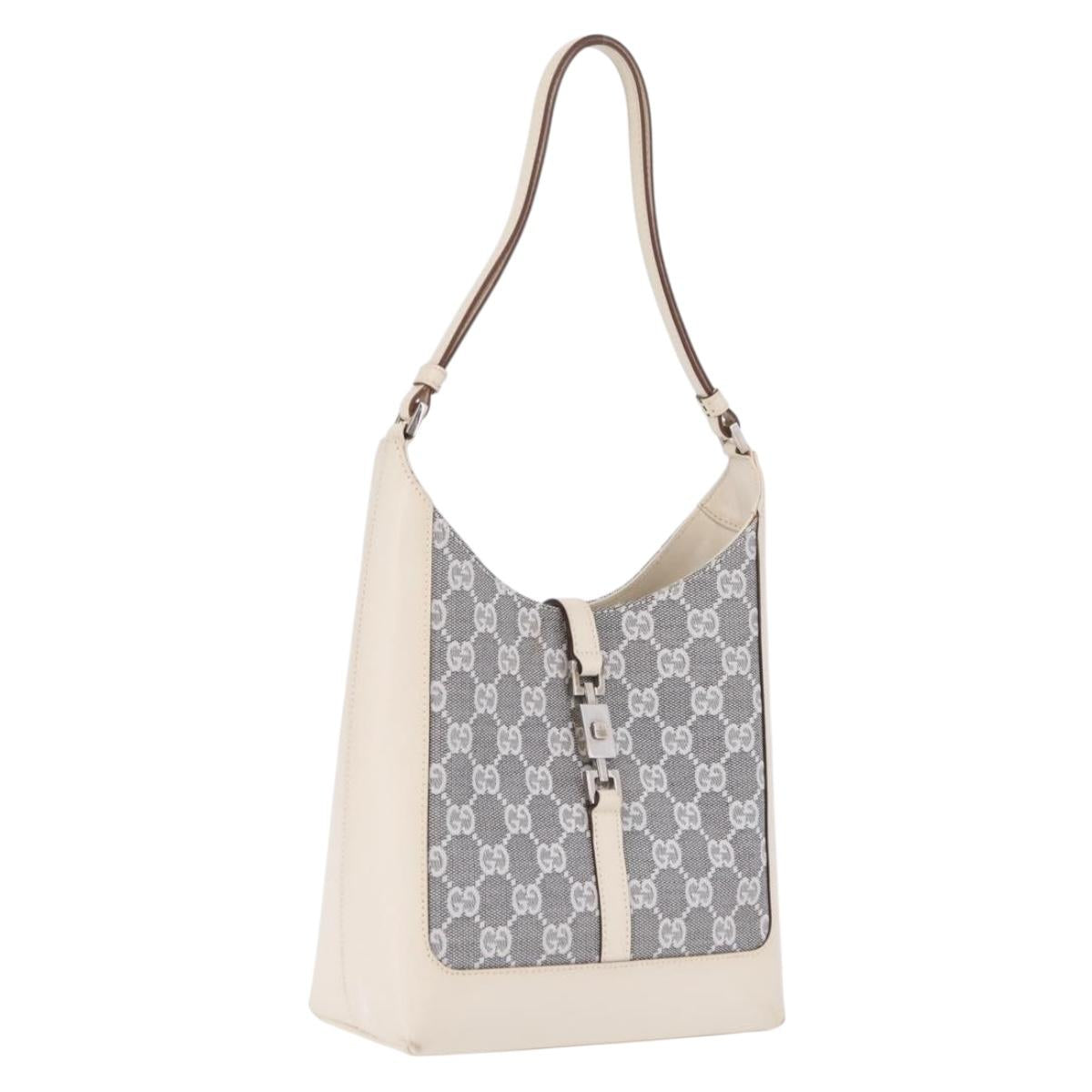 GUCCI GG Canvas Jackie Shoulder Bag Gray Silver 001 3876 Auth 210994V