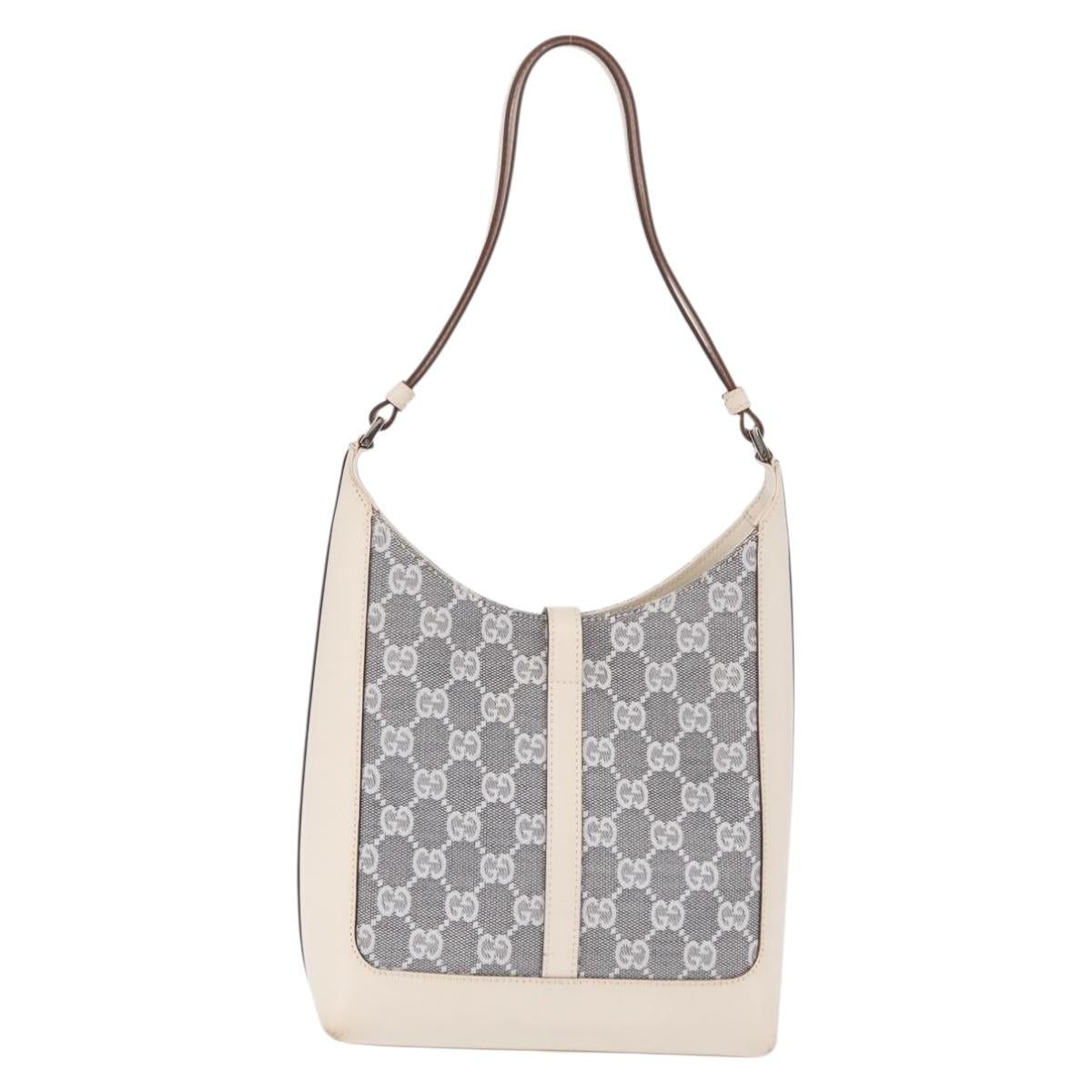 GUCCI GG Canvas Jackie Shoulder Bag Gray Silver 001 3876 Auth 210994V