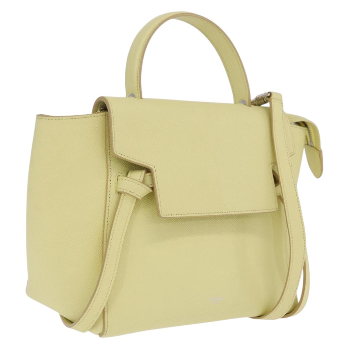 CELINE Belt Bag Hand Bag Leather 2way Yellow Silver Auth 210995V