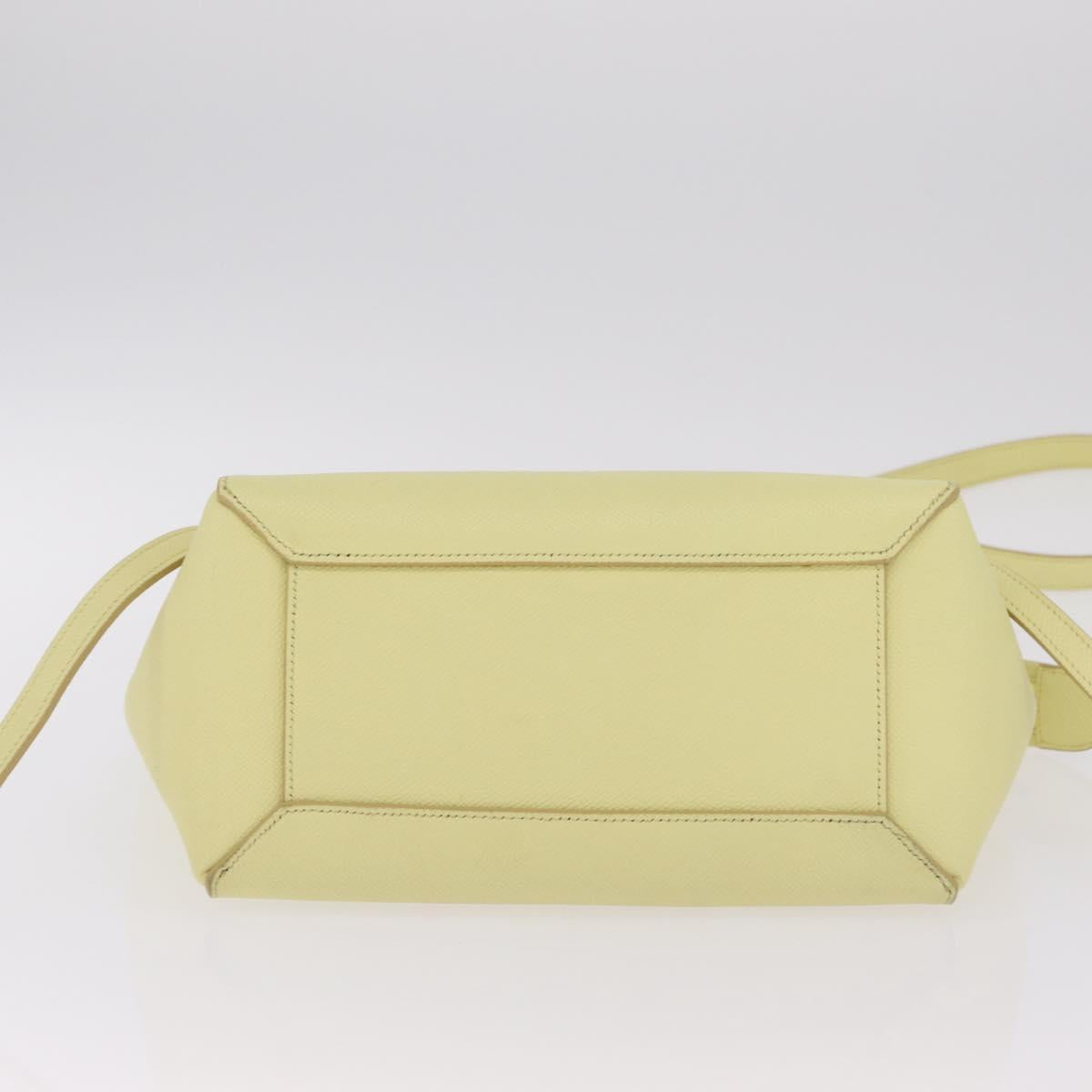 CELINE Belt Bag Hand Bag Leather 2way Yellow Silver Auth 210995V