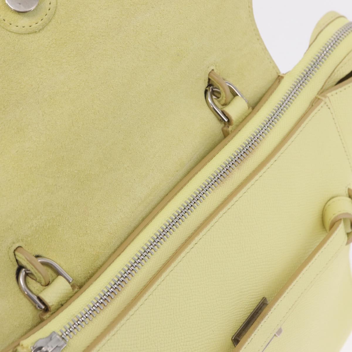 CELINE Belt Bag Hand Bag Leather 2way Yellow Silver Auth 210995V