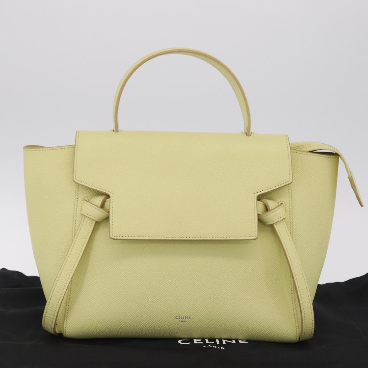 CELINE Belt Bag Hand Bag Leather 2way Yellow Silver Auth 210995V