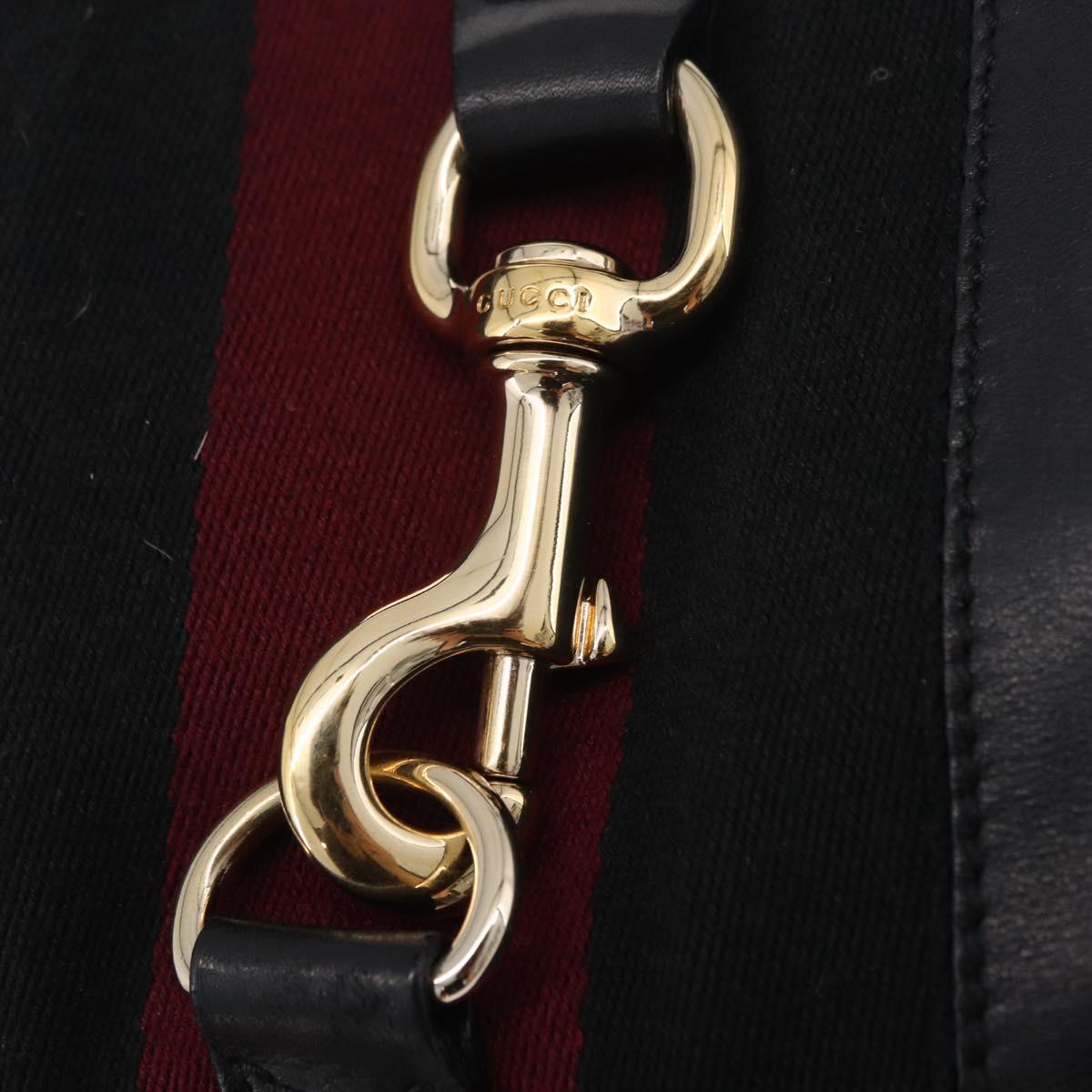 GUCCI Sherry Line Jackie Shoulder Bag Leather Black Gold 153029 Auth 210998V